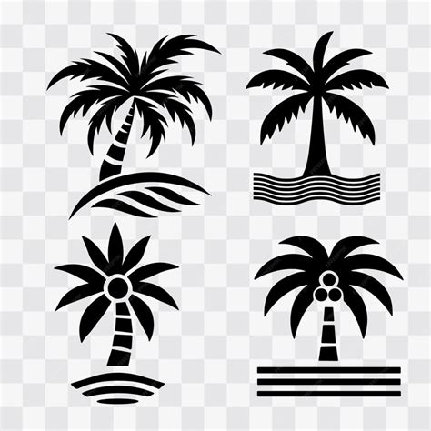 Premium Vector A Set Of Palm Tree Vector Icon Illustration Black