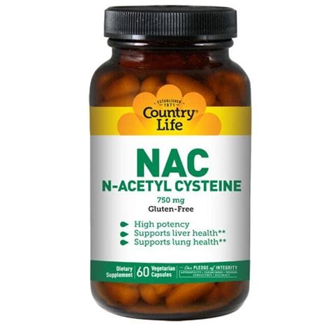 Country Life NAC N Acetyl Cysteine 750 Mg 60 Veg Caps Swanson