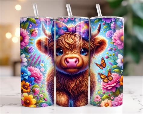 Highland Cow Tumbler Wrap Oz Skinny Sublimation Tumbler Design Baby