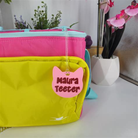 personalized cat shaped lunch bag  tag bag  plate school