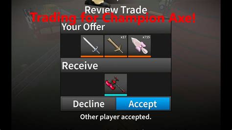 Trading For Champion Axe Again Roblox Assassin Youtube