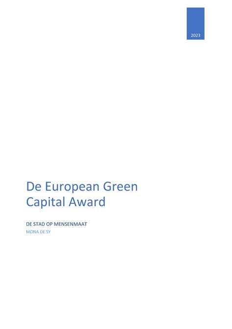 Paper Dro European Green Capital Award De European Green Capital