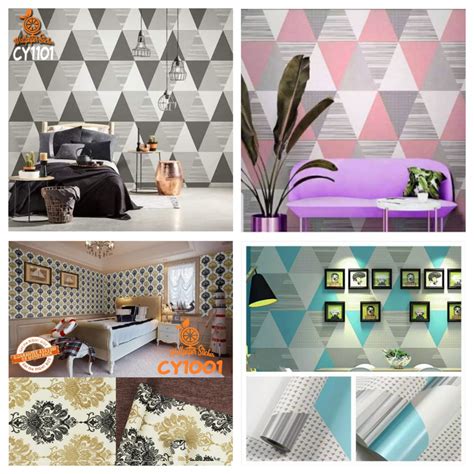 Jual WALLPAPER STICKER DINDING TRIANGLE WALLPAPER TEMBOK RUANG TAMU