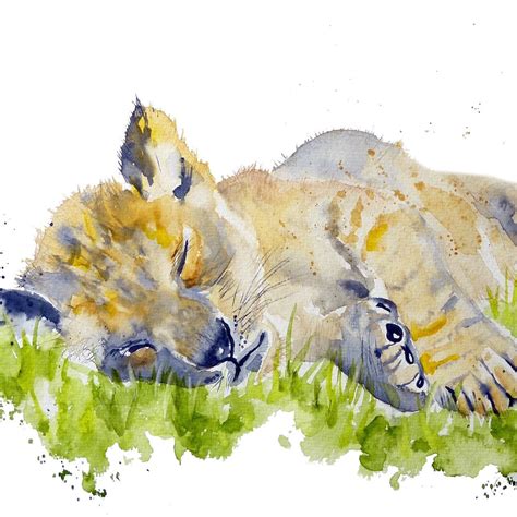 Lion Cub Art Print ART PRINT Lion Cub Painting Art on - Etsy