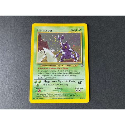 Heracross Holo Neo Genesis Pokemon Card Pokemon Tcg Shopee