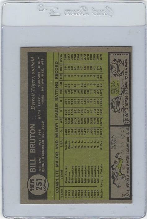 1961 Topps Baseball Bill Bruton 251 NM EBay