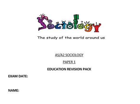 AQA SOCIOLOGY EDUCATION REVISION WORKBOOK AS/A2 | Teaching Resources