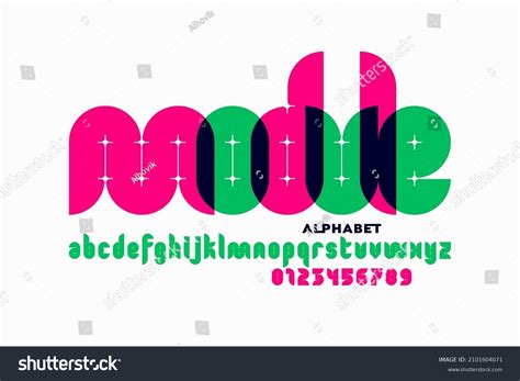 Modular Style Font Alphabet Letters Numbers เวกเตอร์สต็อก ปลอดค่า