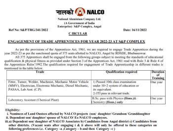 NALCO Recruitment 2022 ~ 375 Trade Apprentice Vacancies - PuzzlesHuB