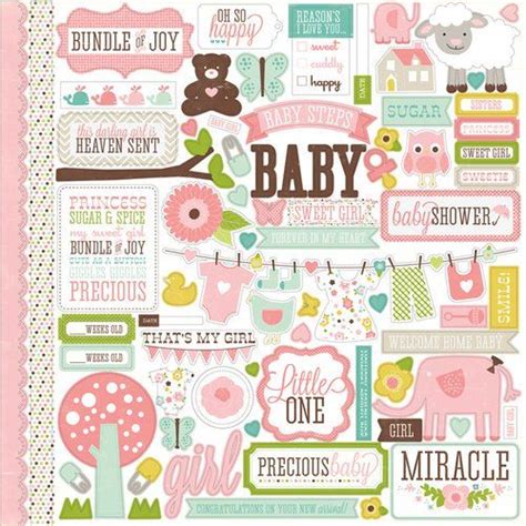 Echo Park Bundle Of Joy Girl Elements Stickers Baby Scrapbook Paper