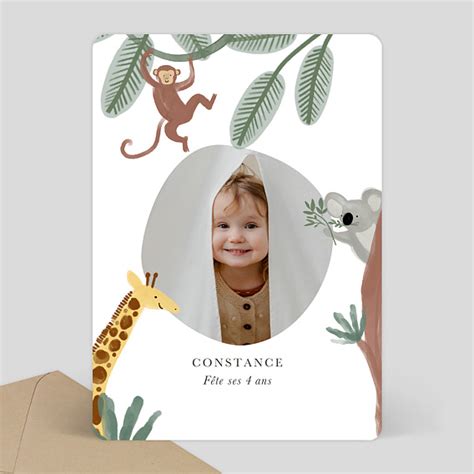 Invitation Anniversaire Enfant Amis De La Jungle Popcarte