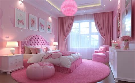 Premium Photo | Luxurious Pink Bedroom Interior with Pink Bed Chair ...