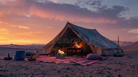 Desert Night Resort. Glamping Arabic Tents Stock Image - Image of ...