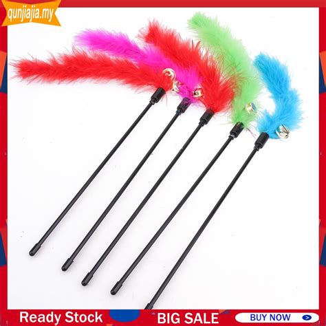 Bro Mart 5pcs Cat Kitten Pet Teaser Turkey Feather Interactive Stick