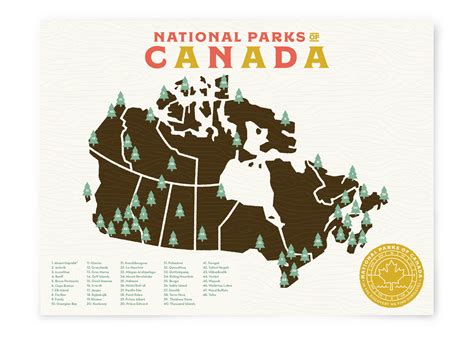 Canada National Parks Map Print With Tree Stickers to Keep Track of
