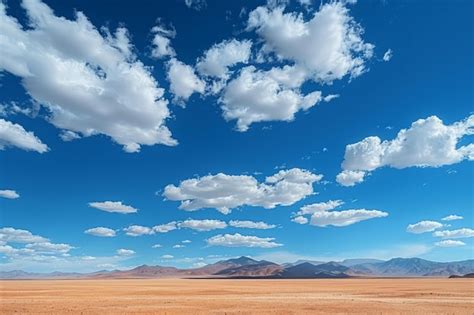 El Cielo Azul Y Las Nubes Blancas Sobre El Vasto Desierto Imagen