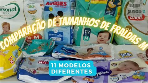 COMPARANDO O TAMANHO DE 11 MODELOS DIFERENTES DE FRALDAS TAMANHO M