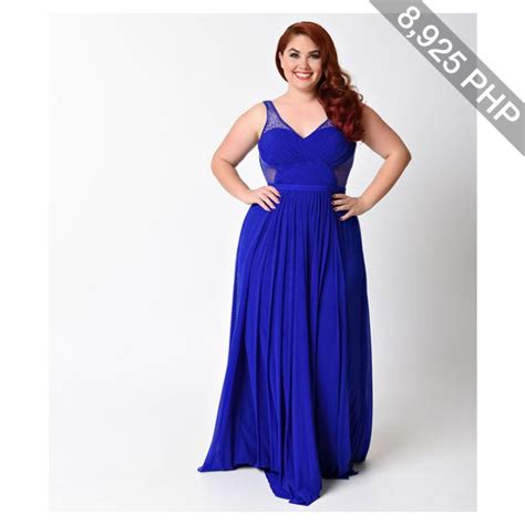 Plus Size Royal Blue Sexy Embellished Chiffon Dress Clothes Design Embellished Chiffon