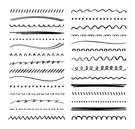 Premium Vector | Hand drawn collection set of underline strokes in ...