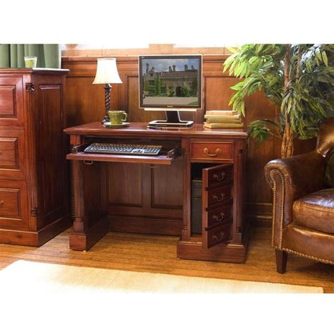 Elegant Mahogany Single Pedestal Computer Desk Desks For Small Spaces