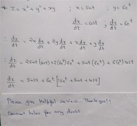 Solved Use The Chain Rule To Find Dz Dt Z X Y Xy X Sin T Y