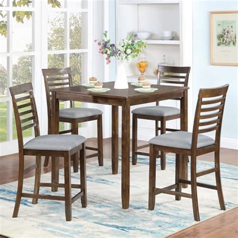 Amazon Lumisol Piece Dining Table Set Farmhouse Counter Height