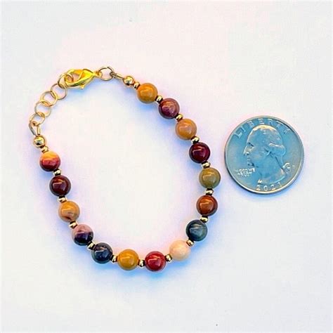 Jasper Stone Bracelet Australian Mookite Jasper With Gold Accents