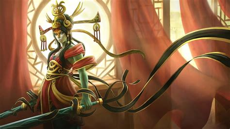 Naga Art Orange Dota 2 Game Woman Fantasy Naga Siren Eternal