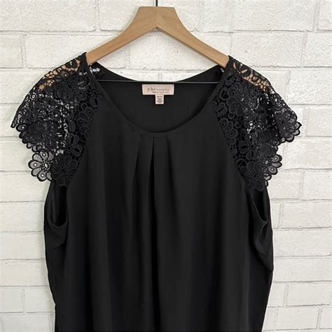 Philosophy Tops Philosophy Woman Black Lace Sleeve Top Poshmark