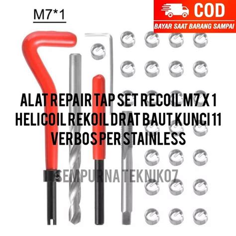 Jual Alat Repair Tap Set Recoil M7 X 1 Helicoil Rekoil Drat Baut Kunci