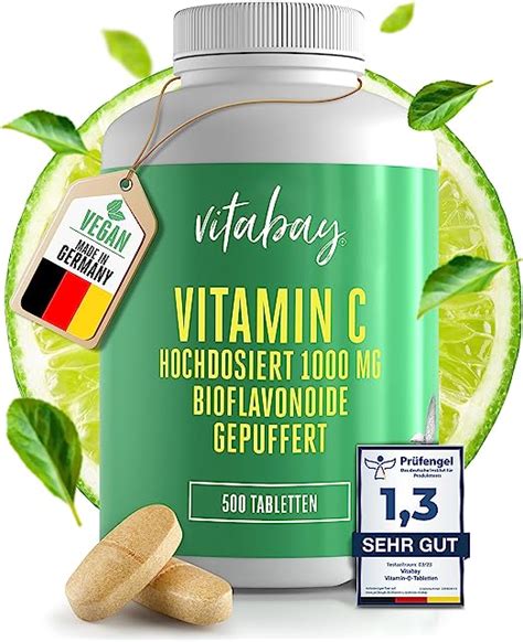 Vitabay Vitamin C Hochdosiert 1000mg Bioflavonoide VEGAN 500