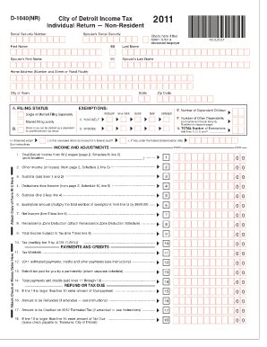 Fillable Online Detroitmi 2012 D 1040nr Fillable Detroit Form Fax Email