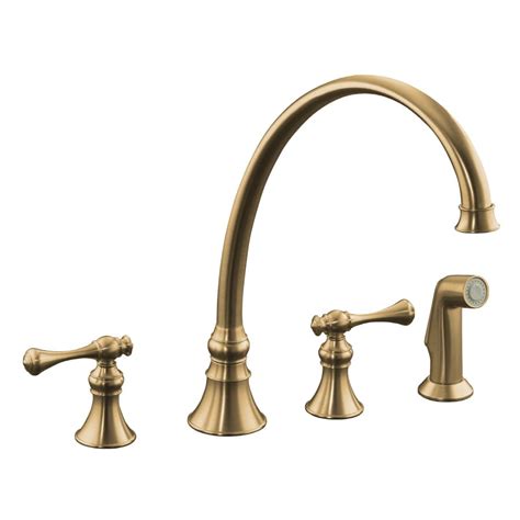 Shop KOHLER Revival Vibrant Brushed Bronze 2-Handle High-Arc Kitchen Faucet with Side Spray at ...