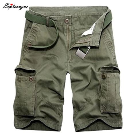 Summer Mens 30 44 Size Multi Pocket Cargo Army Green Khaki Shorts