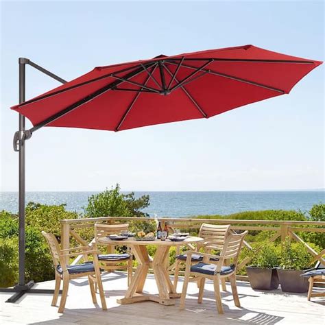 Sonkuki 11 Ft Premium Cantilever Patio Umbrella Outdoor Comfort With 360° Rotation And Canopy