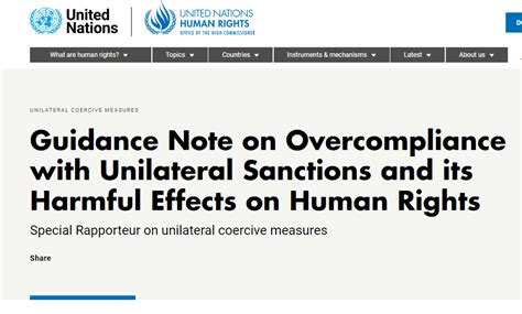 Guidance Note On Overcompliance With Unilateral Sanctions And Its