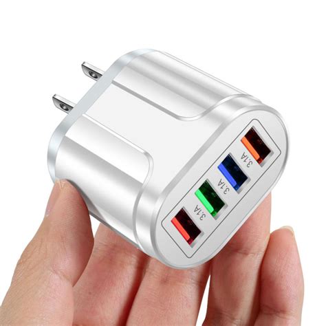 Lytiang Glowing Usb Phone Charger Portable 4 Ports 3 1a Charger Compact Wall Plug Adapter Plug