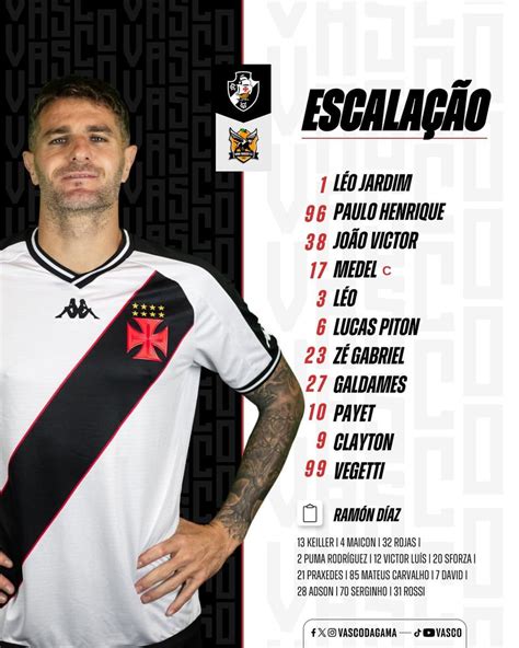 Confira a escalação do Vasco para o jogo contra o Nova Iguaçu Clayton