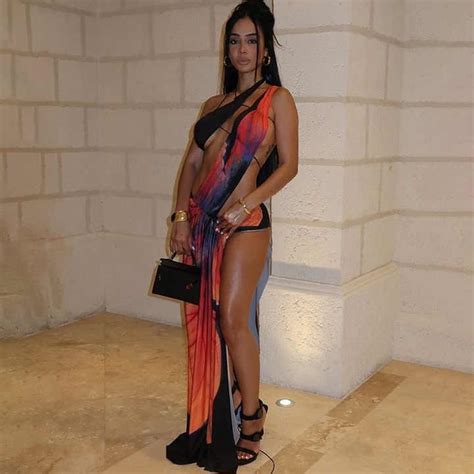 CUTENOVA Z DS New Women Fashion Slant Collar Strap Naked Back Contrasting Split Dress