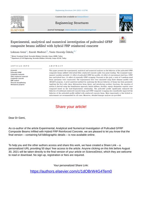 Pdf Experimental Analytical And Numerical Investigation Of Pultruded