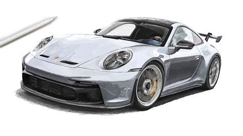 Realistic Car Drawing Porsche Gt Drawingpat Youtube