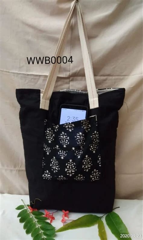 Printed Cotton Loop Handle Black Tote Bag Capacity Kg At Rs