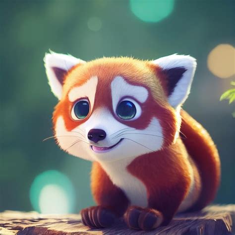 Panda vermelho bebê fofo ou personagem de panda menor 3D renderização