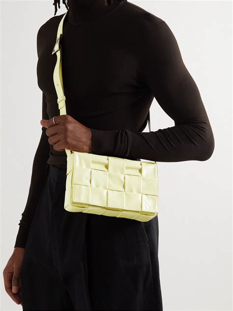 Bottega Veneta Cassette Intrecciato Leather Messenger Bag In Yellow Modesens