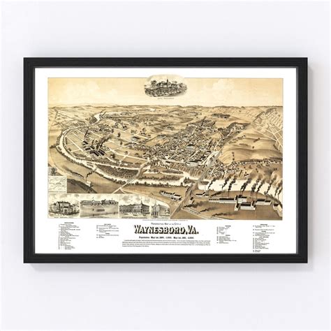 Waynesboro Map 1891 Old Map of Waynesboro Virginia Art Vintage Print ...