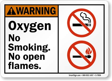 Oxygen No Smoking No Open Flames ANSI Warning Sign SKU S 7858