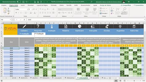 Planilha De Avaliação Do Clima Organizacional Em Dashboard Planilhas Prontas