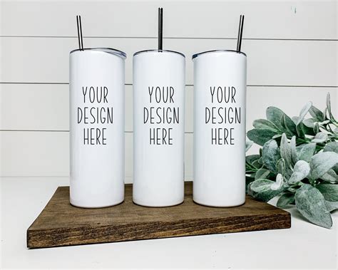 20 Oz Skinny Tumbler Mockup Set Of 3 Thermal Cups White Etsy Australia