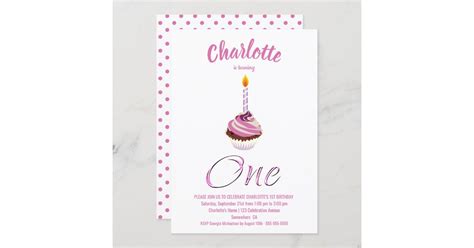 1st Birthday Pink Cupcake Party Invitation Zazzle