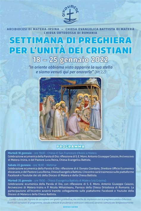 Arcidiocesi Di Matera Irsina Settimana Di Preghiera Per Lunit Dei